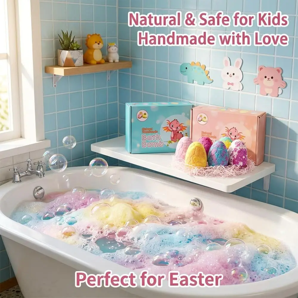 Фото Натуральные органические бомбочки для ванны в форме яиц динозавров с игрушками-сюрпризами, ароматизированные эфирными маслами, для пышной пенной ванны №3