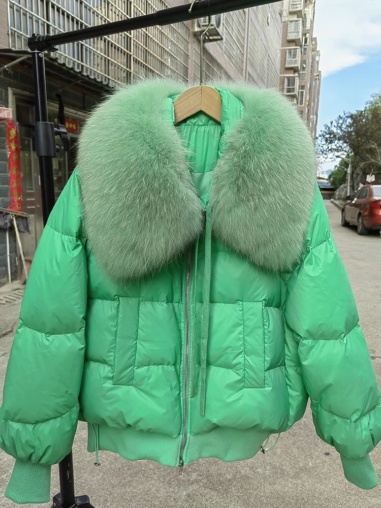 

2023 Fashion New Winter Real Fox Fur Collar Thick Women Warm Coat 90% White Goose Down Jacket Luxury Outwear New Female Jacket