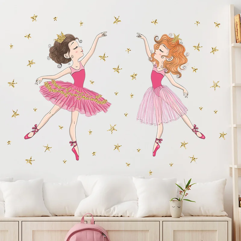 

Cartoon Ballet Dancing Girl Wall Sticker for Bedroom Girls Baby Room Decor Removable PVC Stickers Home Decorative Wall Decal DIY