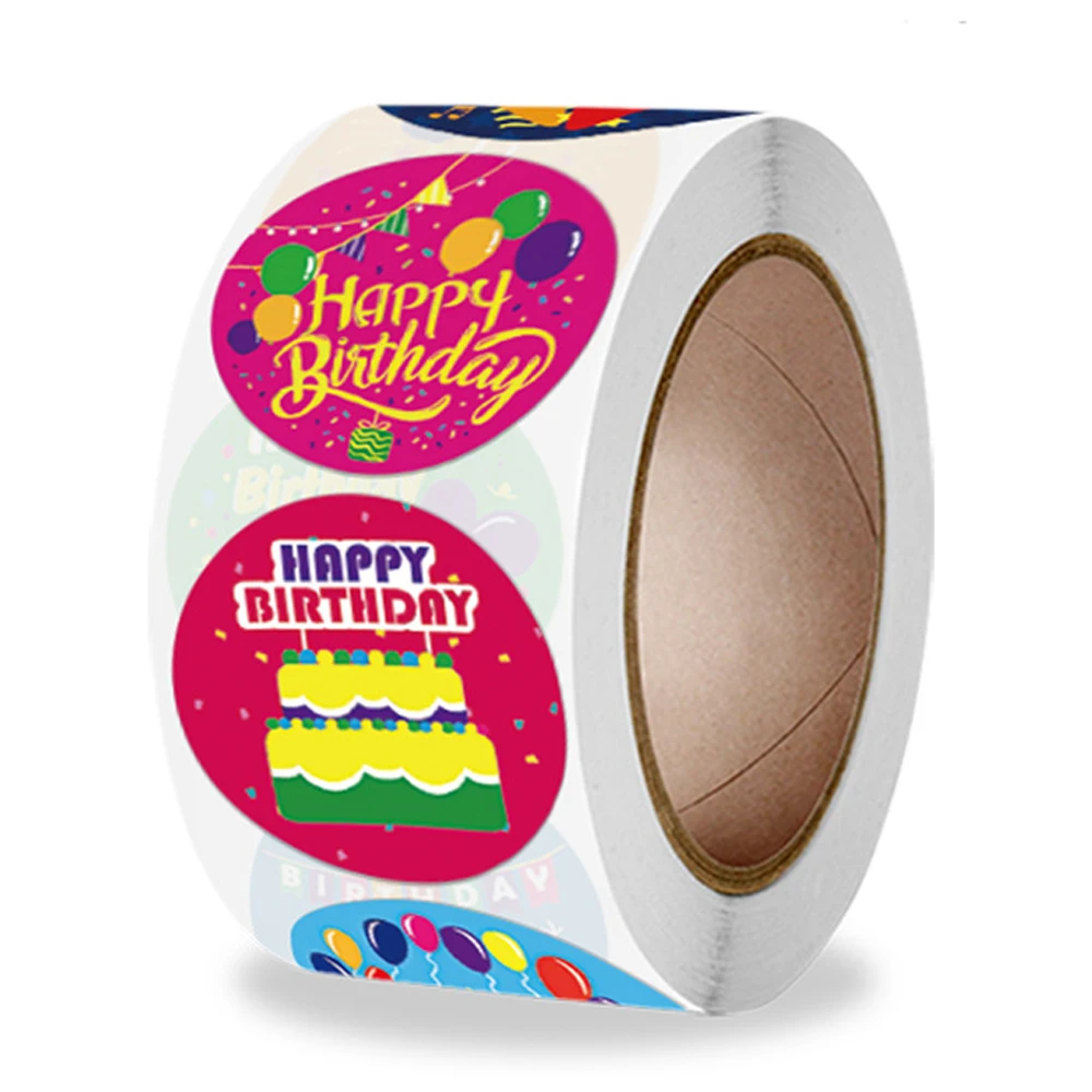 

100-500pcs Cute Happy Birthday Stickers Birthday Gift Decoration Tag Sealing Label Kids toys Gift Package Scrapbooking Stickers