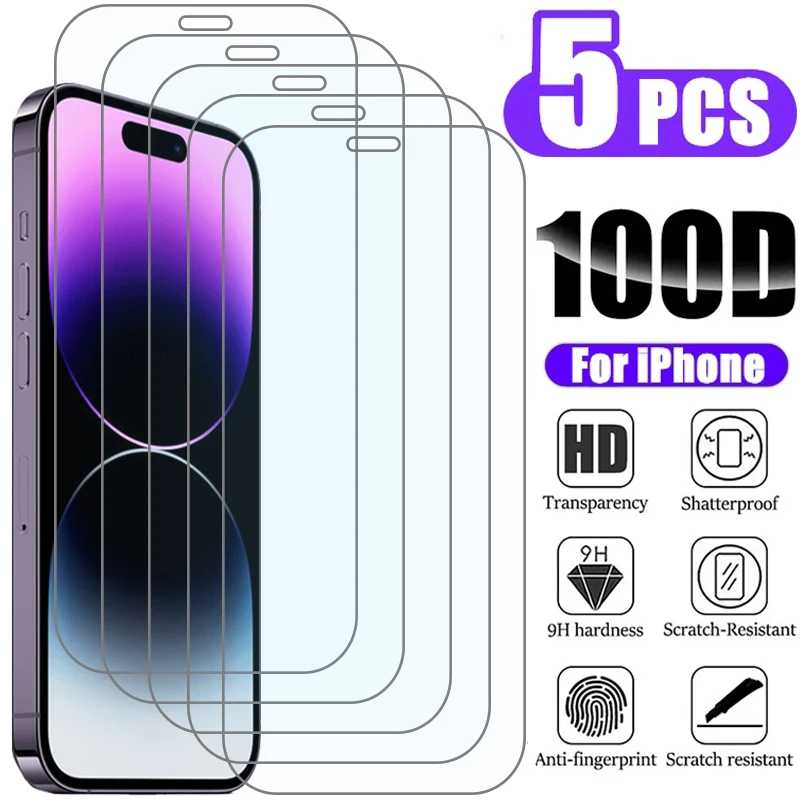 

5PCS Tempering Glass Mobile Phone Film for Iphone 13 Pro Max 12 Pro Max 11 Pro Max X XR XS Max 7 8 Plus Se 2020 Screen Protector