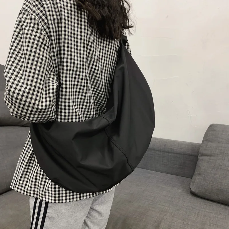 Outdoor Sports Solid Zipper Women's Nylon Hobo Casual Crossbody Shoulder Bags Large Female Tote Purse Casual Travel Shopping Bag