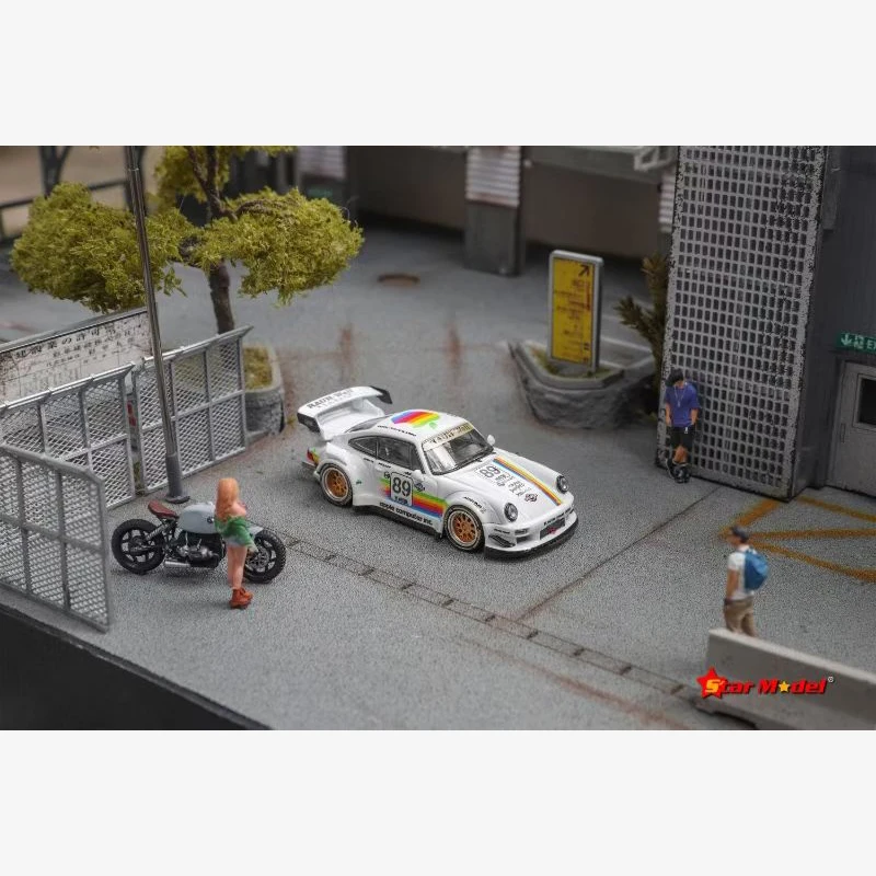 Фото STAR в наличии 1:64 RWB 964 GT Tail красный, белый, литая под давлением модель автомобиля, сбор миниатюрных игрушек №2