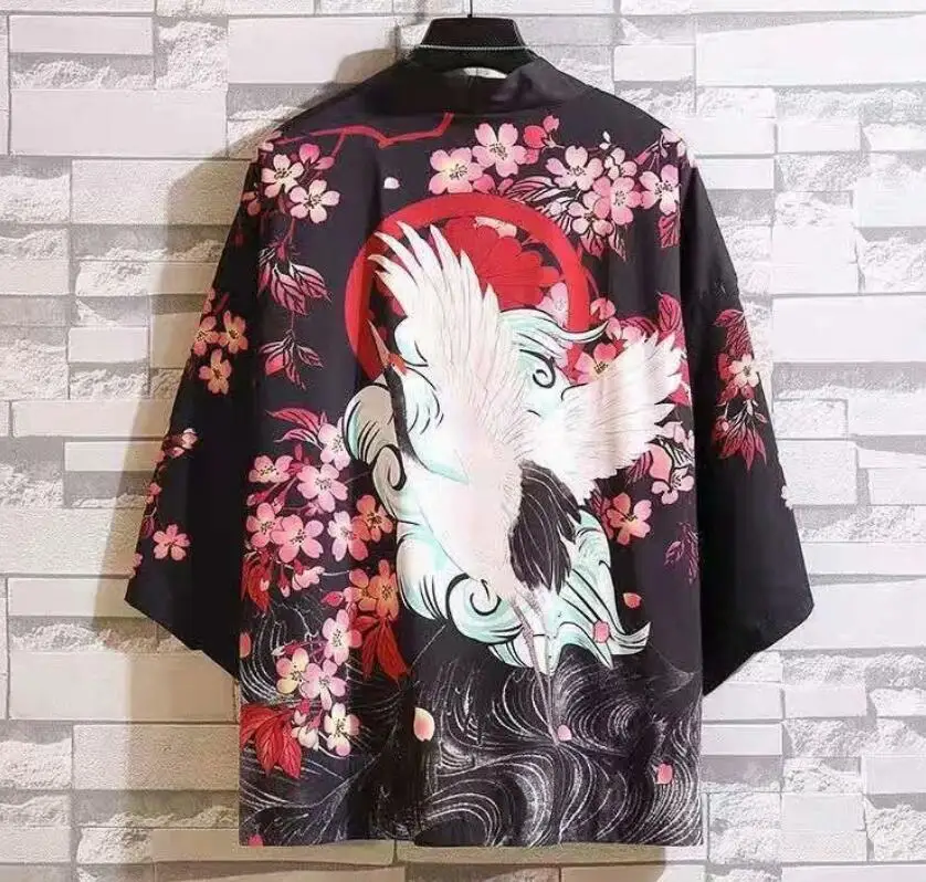 Кимоно мужское в японском стиле юката женская модная пляжная кофта с Оби |