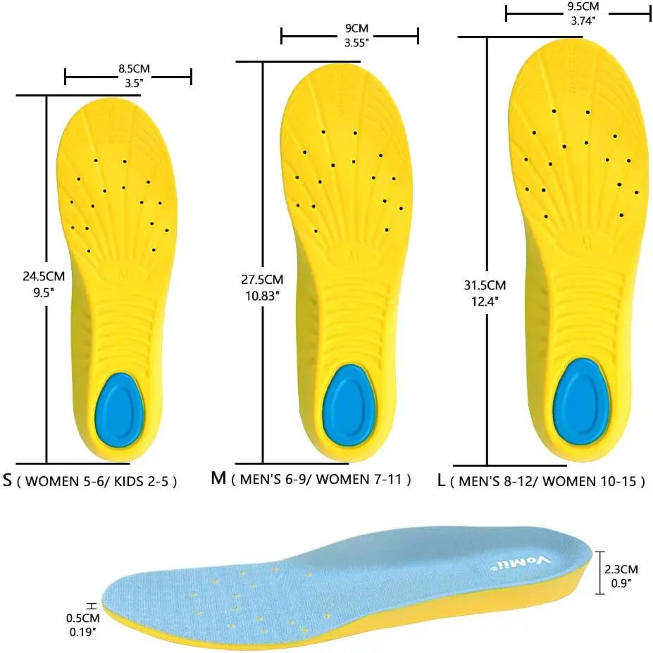 Memory Foam Insoles Comfortable Sports Shoe Inserts Shock Absorption Relieve Foot Pain Plantar Fasciitis Arch Support Insoles