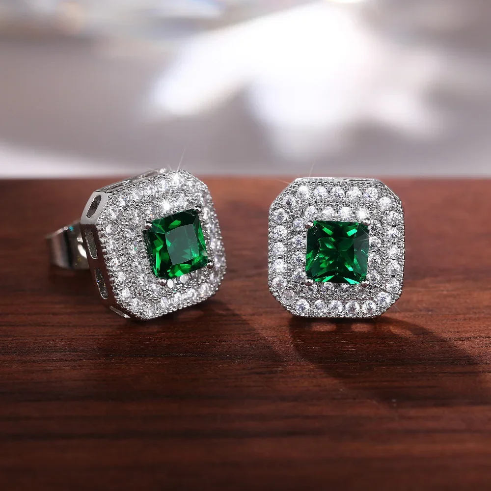Серьги-гвоздики из серебра 925 пробы для женщин модные украшения кубический