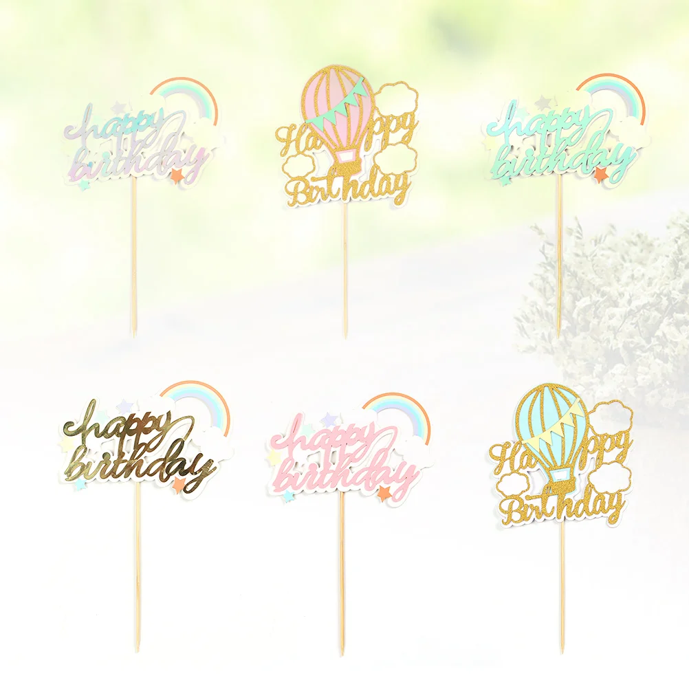 

Birthday Cupcake Toppers Party Cake Picks Supplies Accessories Topper Christmasdecorations Rainbow Decorative Dessert