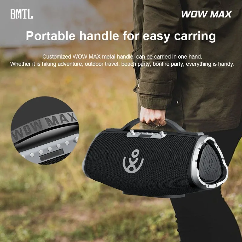 Фото BMTL Wow Max Профессиональный Bluetooth-динамик для вечеринки на открытом воздухе, мощный портативный сабвуфер 300 Вт, Hi-Fi шокирующий бумбокс с тяжелыми басами TWS №5