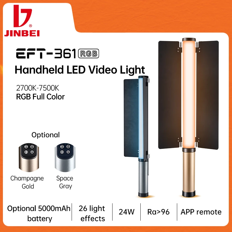 

JINBEI EFT-361 Portable RGB LED Video Handheld Light Stick Live Streaming Selfie Photographic Lighting For Cameras photography