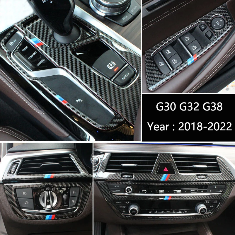 

Carbon Fiber For BMW 5 Series G30 G32 Interior Gearshift Air Conditioning CD Panel Reading Light Cover Trim Sticker Accessories
