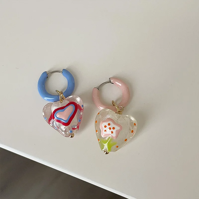 Серьги-капельки imixlot сердечки со стеклом