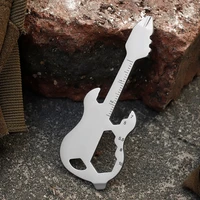 new 10in1 camping multi tool bottle opener guitar shaped stainless mini edc tool outdoor survival hunting tool camping equipment