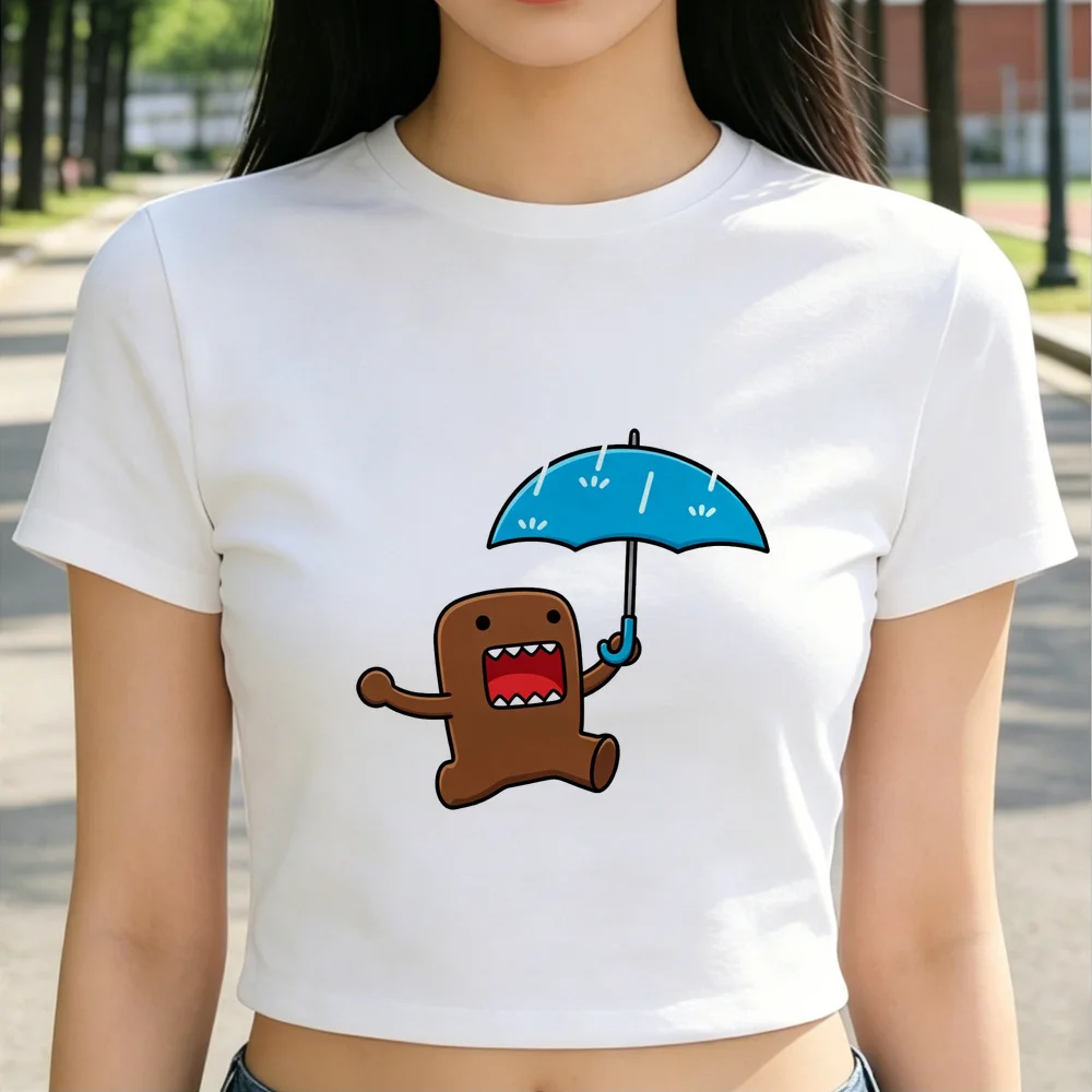 Фото Кроп-топ Domo Kun женский винтажный гяру альтернативный летний топ в стиле бэдди кутекор недорогой милый №5