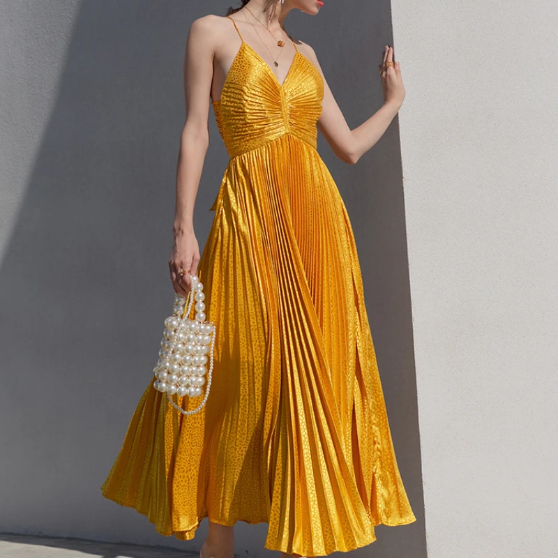 

Женские золотистые вечерние платья без бретелек с глубоким V-образным вырезом, шикарные и потрясающие вечерние платья, легкие Роскошные пла...