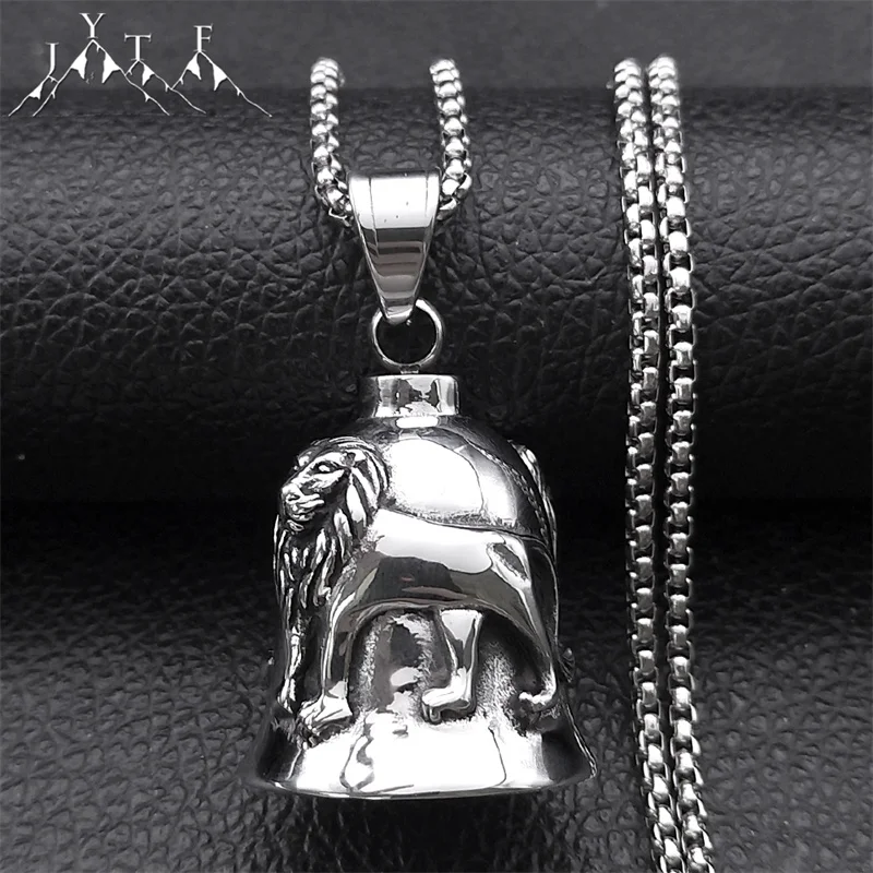 

Lion Motorcycle Bell Necklace Stainless Steel Silver Color Chain for Men Engine Exorcism Bells Necklaces Jewelry Gifts NZZ365S05