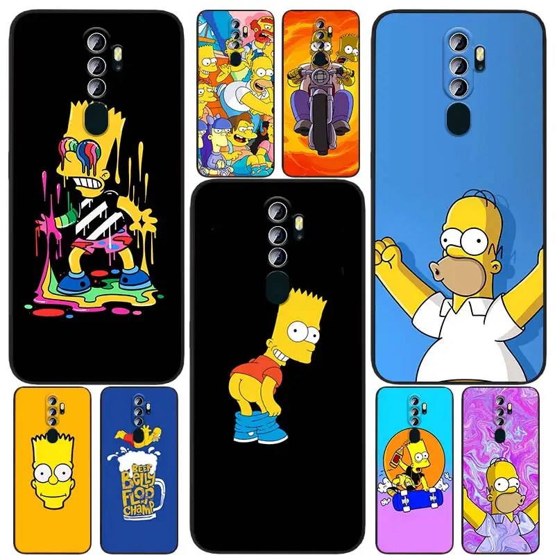 

Disney Cute Anime Simpsons Phone Case Black For OPPO Find X5 X3 X2 Neo Lite A74 A76 A72 A55 A54S A53 A53S A16S A16 A9 A5 5G