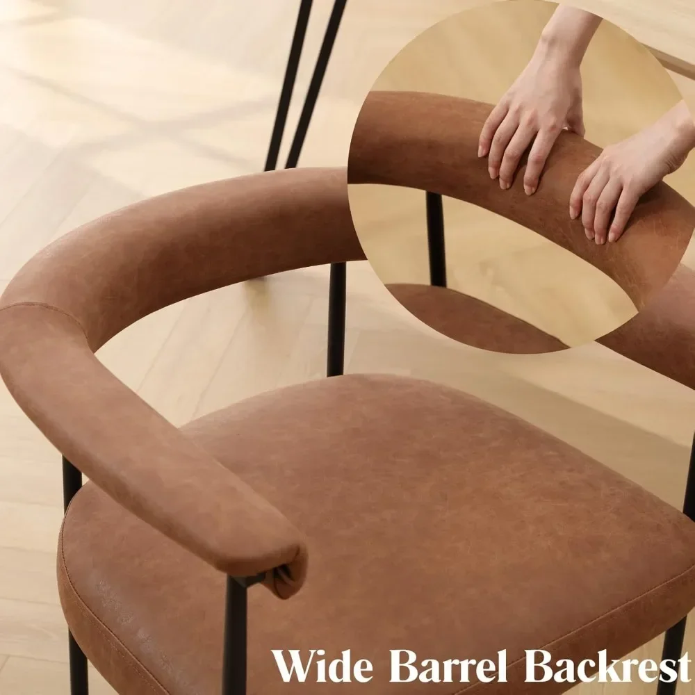 Набор из 4 обеденных стульев со спинкой-бочонком черный металлический каркас