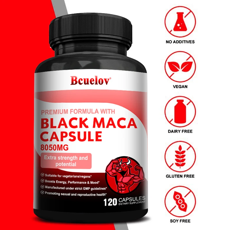 

Black Maca Capsules Are Rich in Arginine, Tongkat Ali Extract - Relieve Stress and Balance Hormone Levels in Men and Women