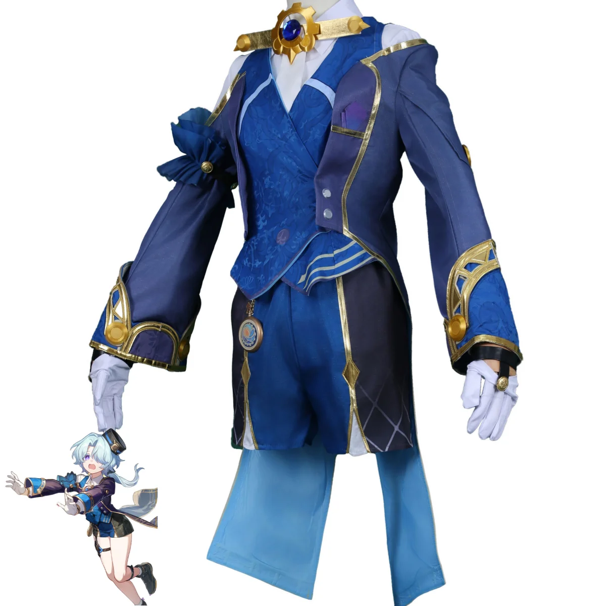 Костюм для косплея Миши из аниме игры Honkai: Star Rail Shota голубая униформа пальто шорты