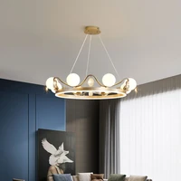 nordic modern led pendant lights for girls bedroom living dining room home decoration luxury white crown glass ball luminaire