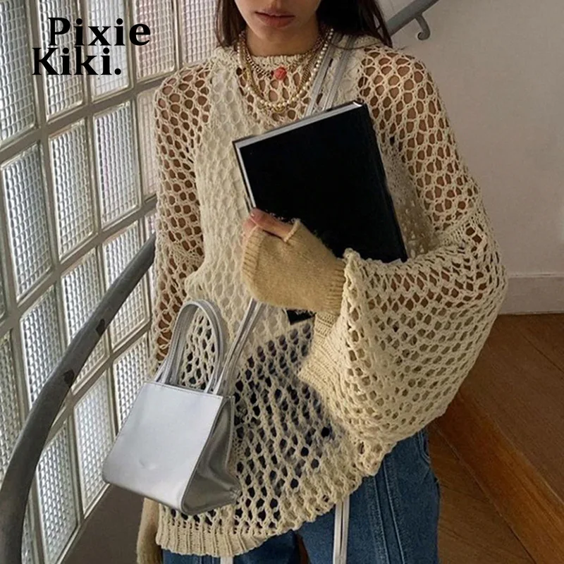 

PixieKiki Y2k Hollow Out Hole Knit Sweater Streetwear Women Autumn 2022 Casual Oversize Cute Long Sleeve Tops P84-CE23