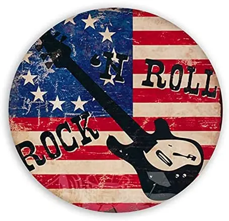 

Rock Roll Round Tin Sign Round Metal Tin Signs for Home and Kitchen Bar Cafe Gas Station Garage Retro Wall Decor Vintage