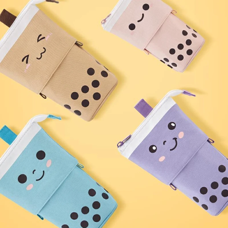 Case Canvas Stand Up Pop Up Pencil Box Cute Pencil Pouch Makeup Pen Bag School Supplies