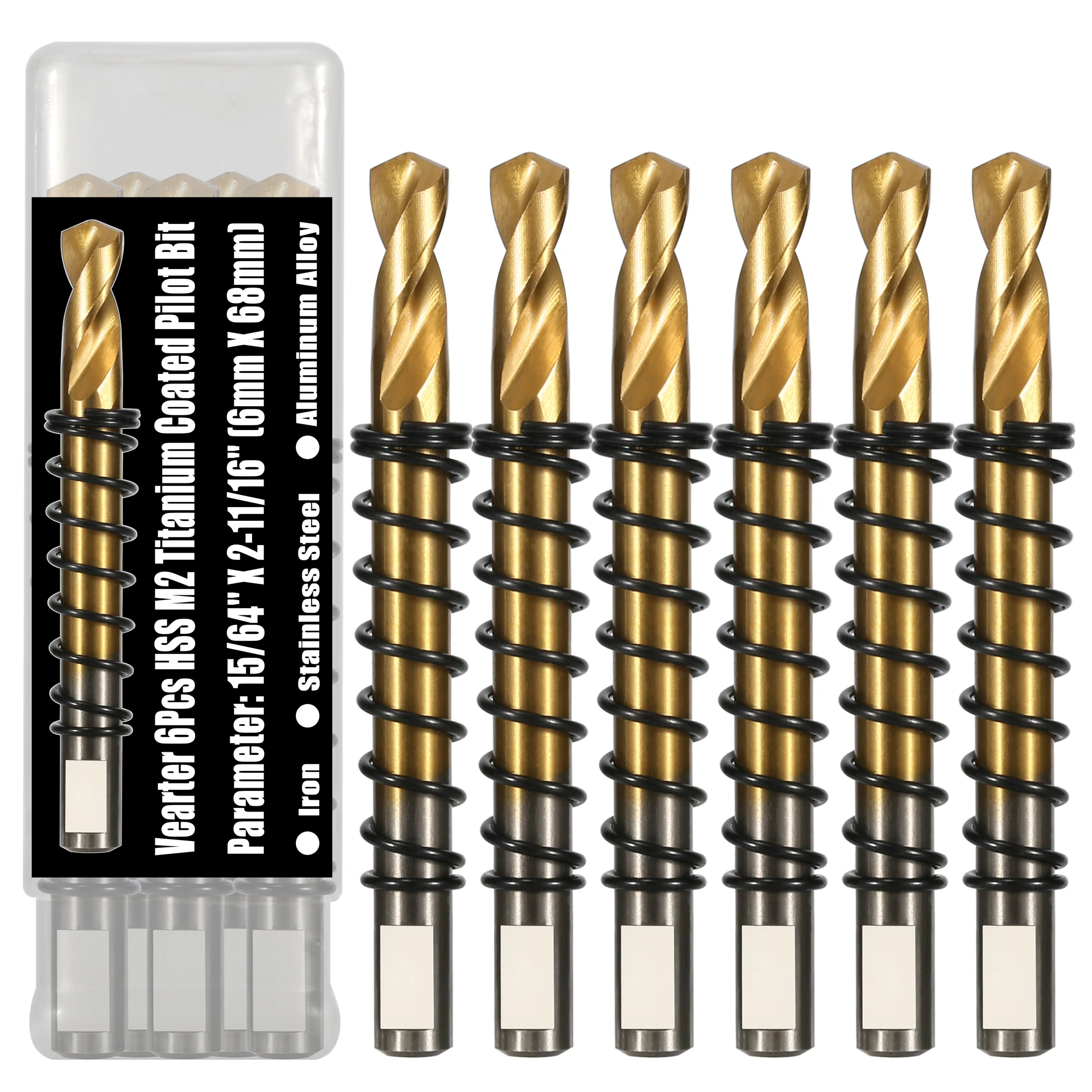 

6 шт. 68 мм TCT титановое пилотное сверло с покрытием в центре, сверло с пилотным штифтом, сверло для кольцевой пилы по металлу, нержавеющая сталь
