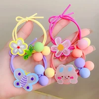 2022 summer korean cute cartoon flower butterfly three balls high elastic hair band for girl children kawaii rubber ties rope