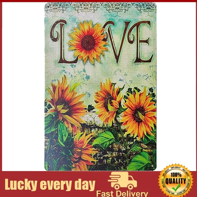 

Rustic Sunflower Flower Retro Vintage Tin Sign Farmhouse Wall Art Laundry Room Decor, Kitchen, Living Room, Bathroom & Bedroom