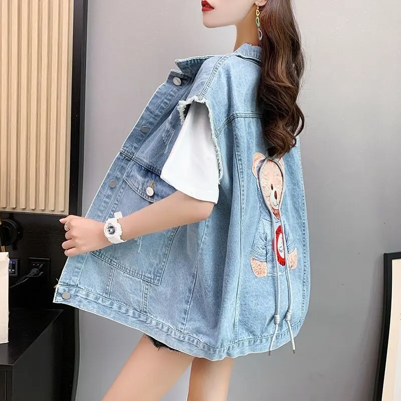 

Plus Size Women's Denim Vest Oversize Female Clothing Defacto Woman Jackets for Lady Women"s Outerwear Maje Coat 2021 Coats Long