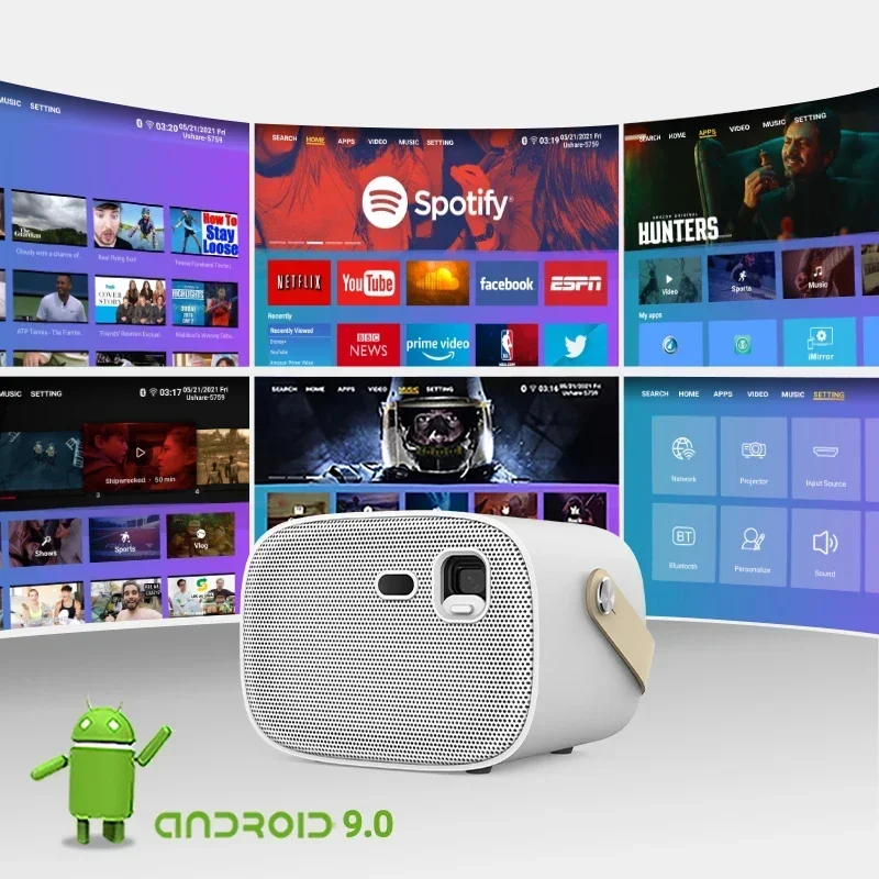 Фото Портативный 3D 4K Android видеопроектор WOWOTO 2026, 2000 люмен, Wi-Fi, Bluetooth, LED DLP, для домашнего кинотеатра, безэкранный мини-проектор для смартфона №1