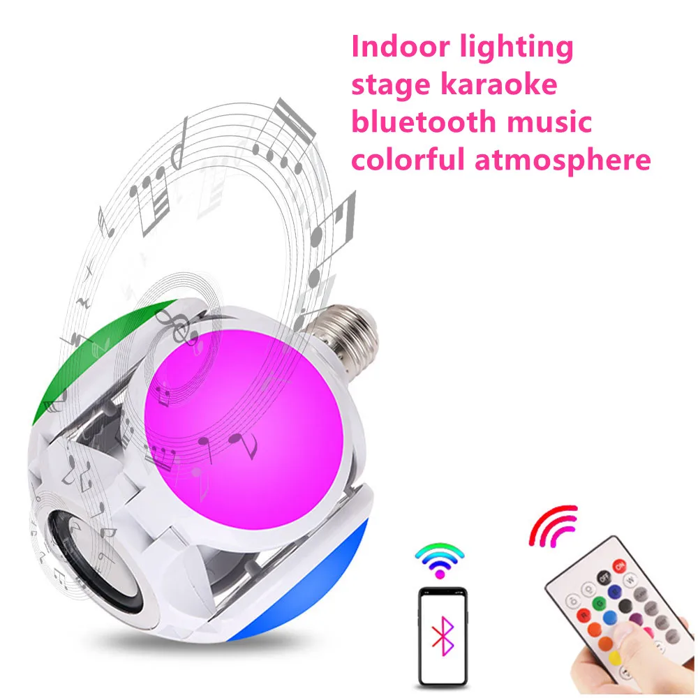 40W Smart Bluetooth Light Speaker E27 LED Music Football Colorful Bulb Wireless Stereo Audio With Remote | Электроника