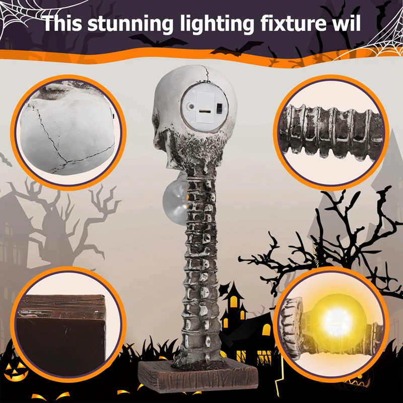 Полимерная настольная лампа в виде черепа скелета позвоночника ужасная 3D статуя