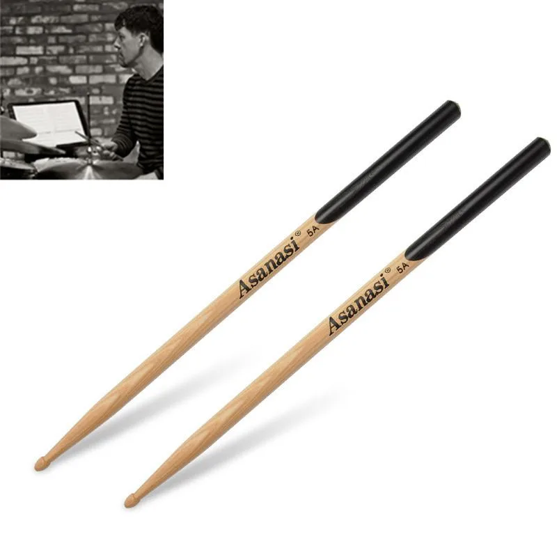

1 Pair Walnut Wood Drum Sticks 5A 7A Music Band Jazz Drumsticks with Black Handles