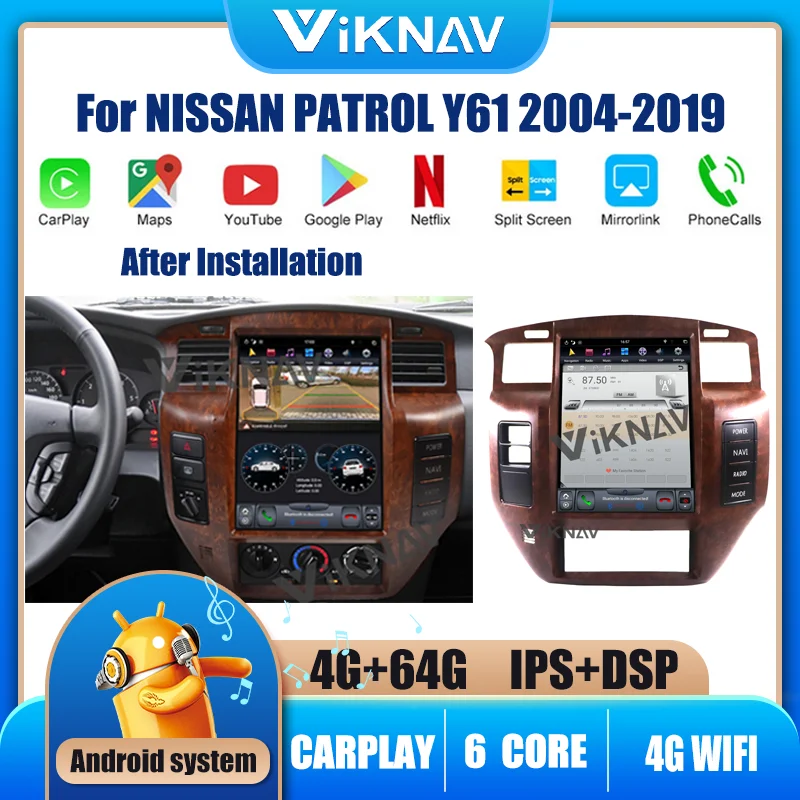 

Автомагнитола 2 Din для NISSAN патруль Y61 2004-2019 1080P HD 64 Гб Система Android 6-ядерный GPS-навигатор DVD-плеер радио