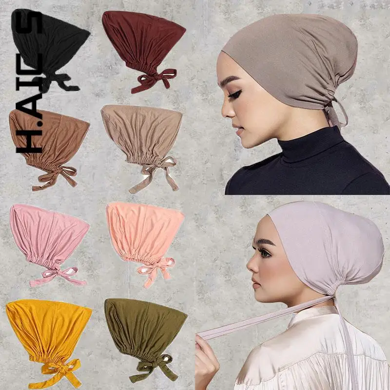 

Новинка, мягкая мусульманская эластичная повязка H. АИК S, тюрбан, Женская внутренняя шапка, Женская гладкая шляпа, индийская головная повязка, Женский тюрбан