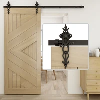 sliding barn door hardware kit heavy duty smoothly and silently easy to install fit single door panel flower shaped style black