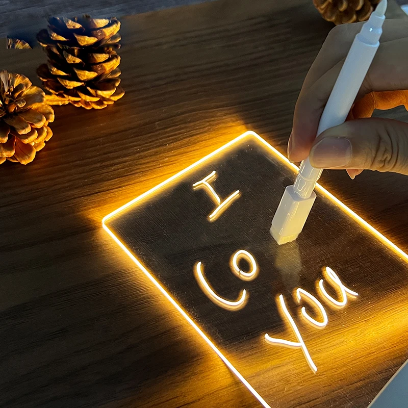Creative Led Note Board USB Night Light Message Board Holiday Lighting with Pen Gift for Kids Girlfriend Decoration Night Lamp