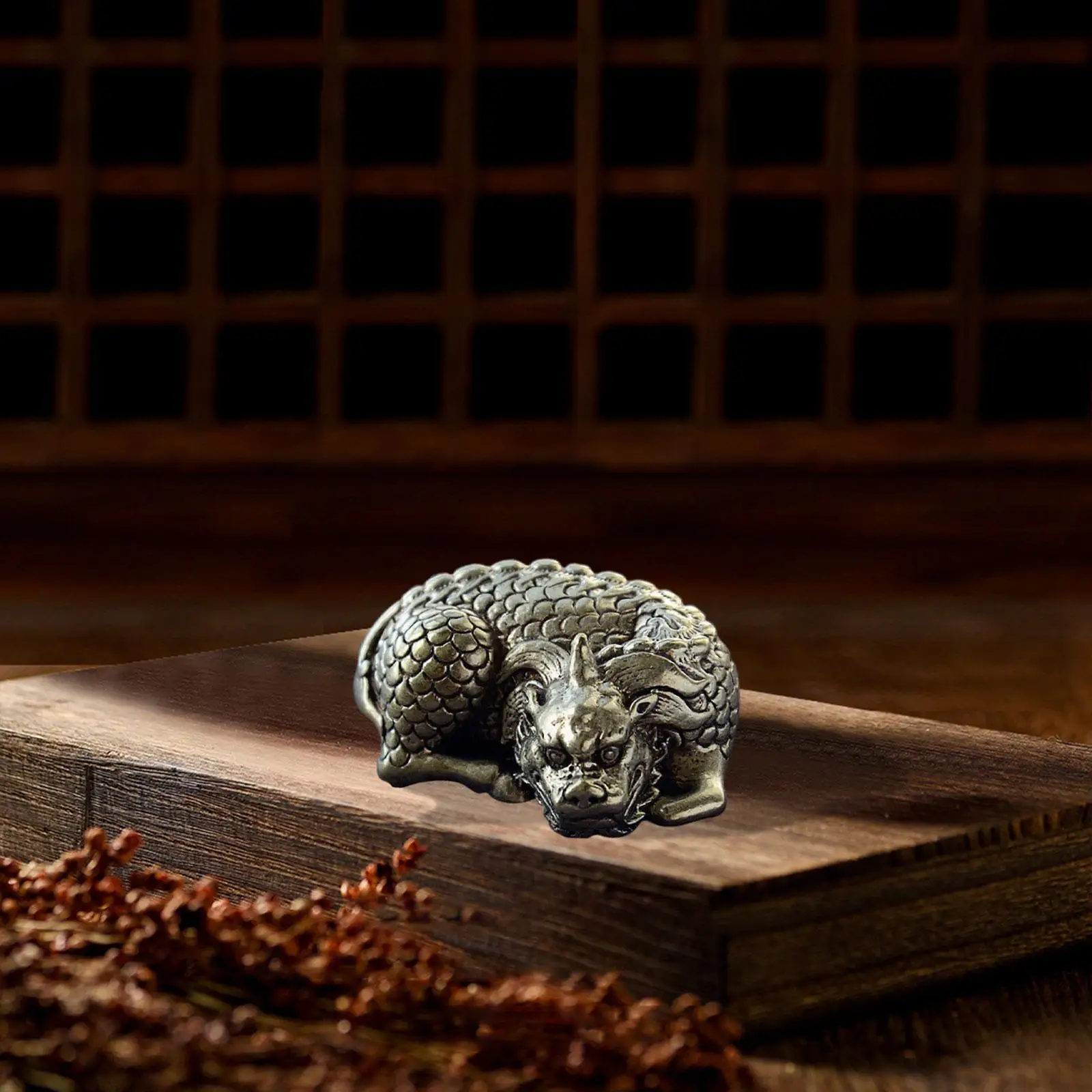 

Pi Yao Lucky Animal Statue Copper Miniature Figurines Retro Good Luck Sculpture for Tabletop Table Shelves Study Room Decoration