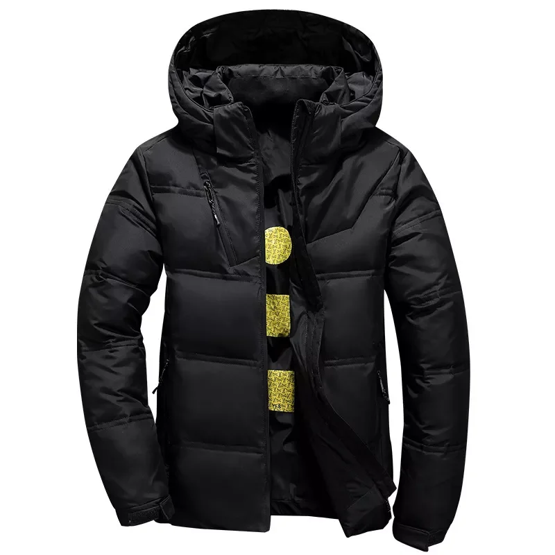 Thick Duck Parka Mens Down Jackets Winter Outdoor Coat White Duck Down Men Winter Warm Solid Color Hooded Down Coats