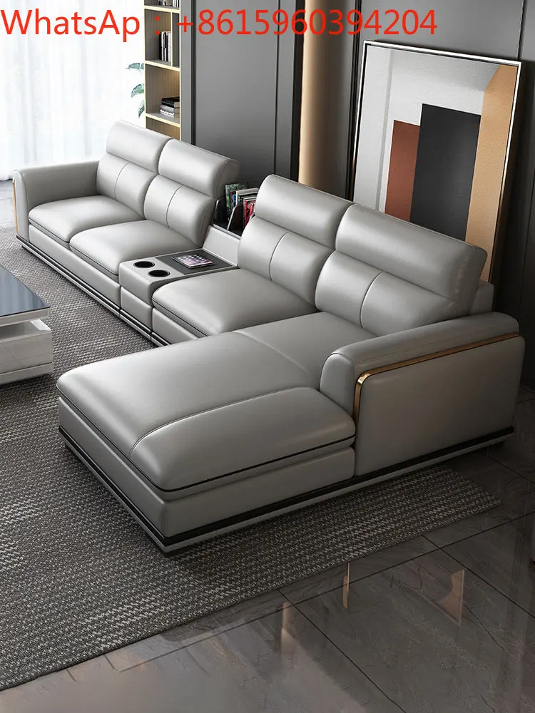 Итальянский кожаный диван для гостиной современный простой пол на первом этаже