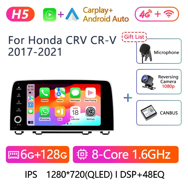 

9-дюймовый автомобильный стерео радио 2 Din Android10.0 для Honda CRV CR-V 2017 2018 2019 2020 2021 мультимедийный видеоплеер Gavigation GPS Carplay Авторадио головное устройство с экраном 2 din без DVD