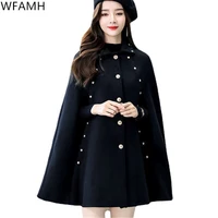 black wool coat new for fallwinter 2021 medium loose retro fashion warm and slim coat windbreaker women kpop