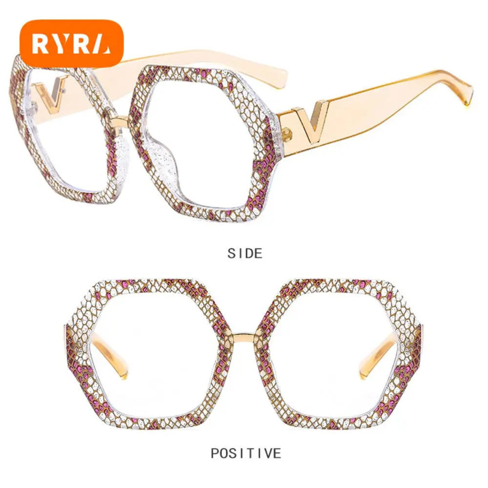

Transparent Eyewear Computer Glasses Polygonal Flat Mirror Double Frame Eyeglasses Blue Light Blocking For Women Men