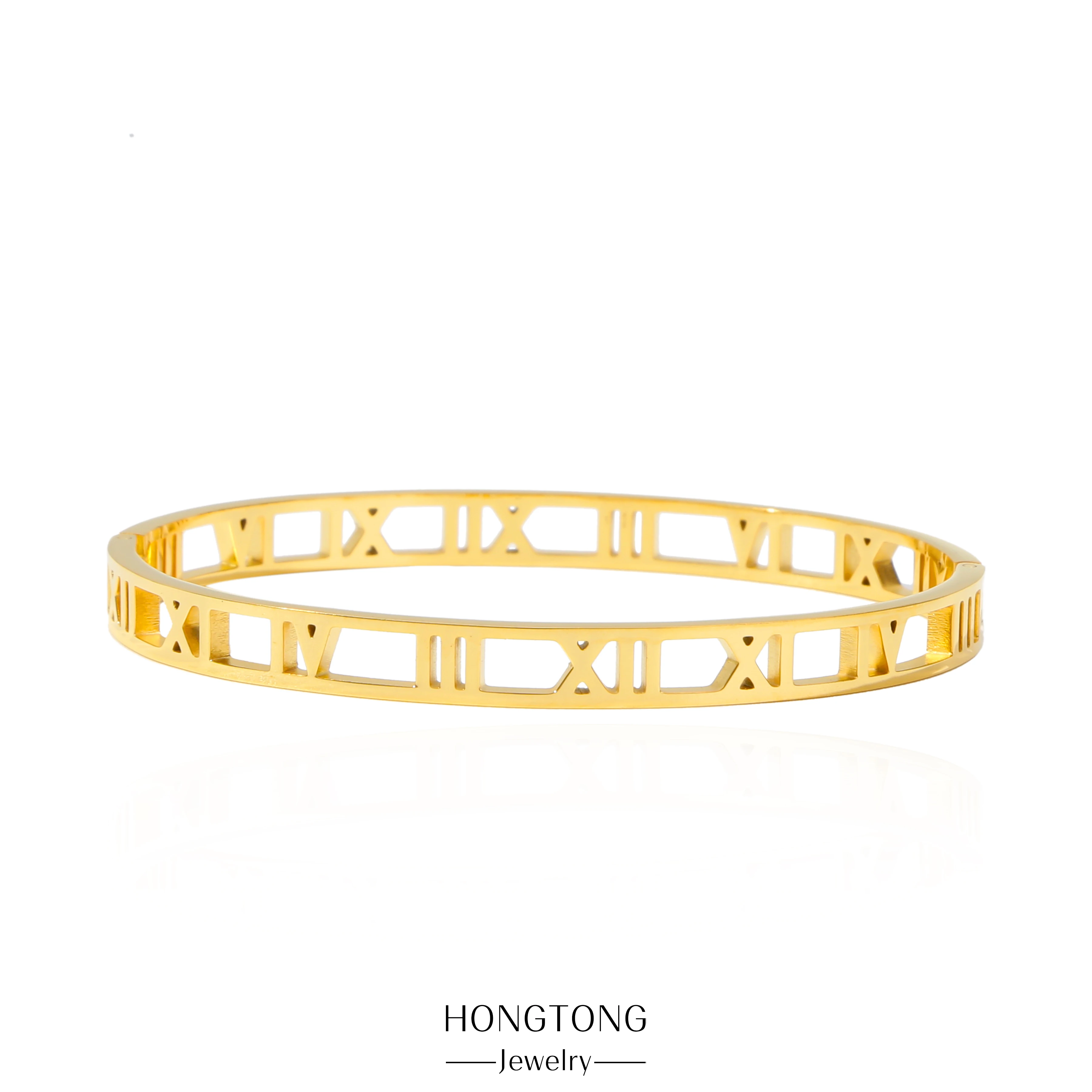 

HONGTONG Roman Retro Digital Stainless Steel Bracelet Female Light Luxury Niche Fashion Exquisite Personality Combination