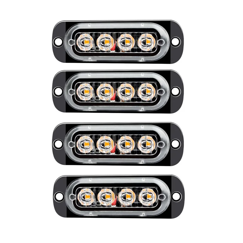 

4PCS Car Strobe Warning Light Grill Flashing Breakdown Emergency Light Car Truck Trailer Beacon Lamp LED Side Light For Cars 12V