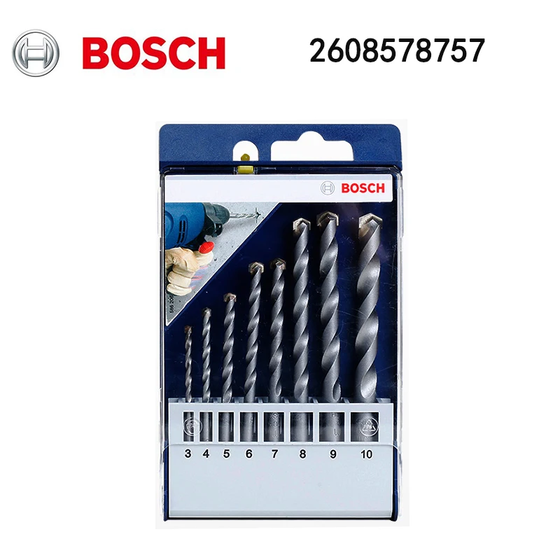 

Bosch 2608578757 Small Blue Box Triangular Handle Impact Drill 8-Piece Set Suitable For Concrete