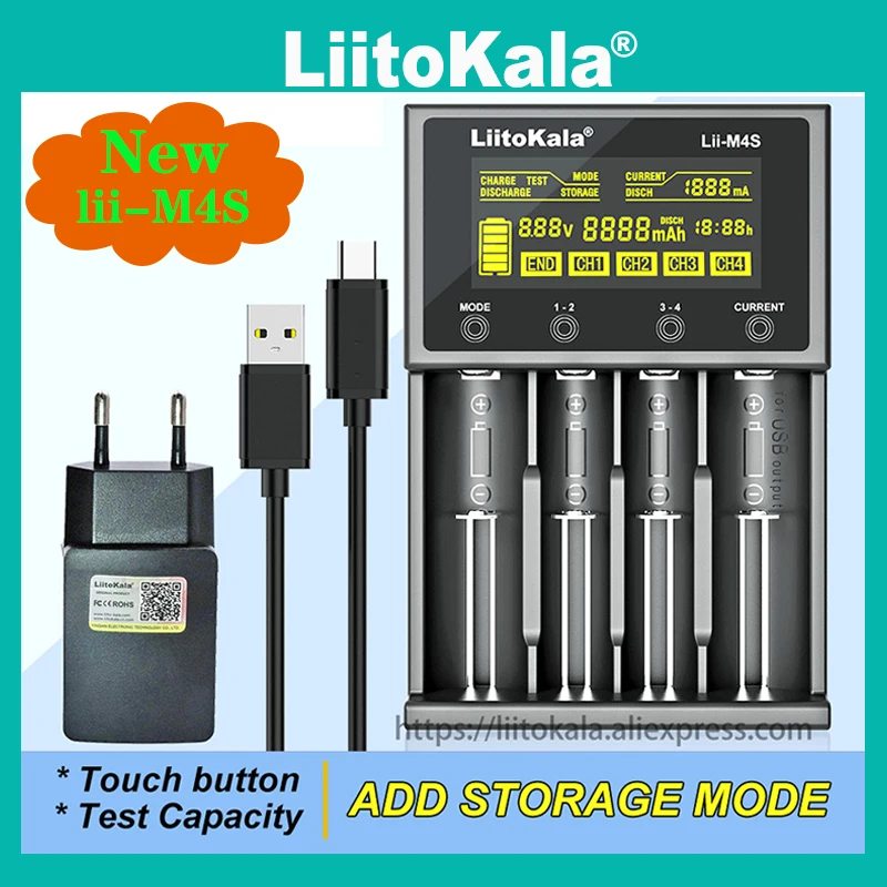 

Liitokala lii-M4S lii-500 lii-402 lii-202 Smart 3.7V 18650 Charger 26650 21700 18350 14500 AA AAA 1.2V Battery Charger