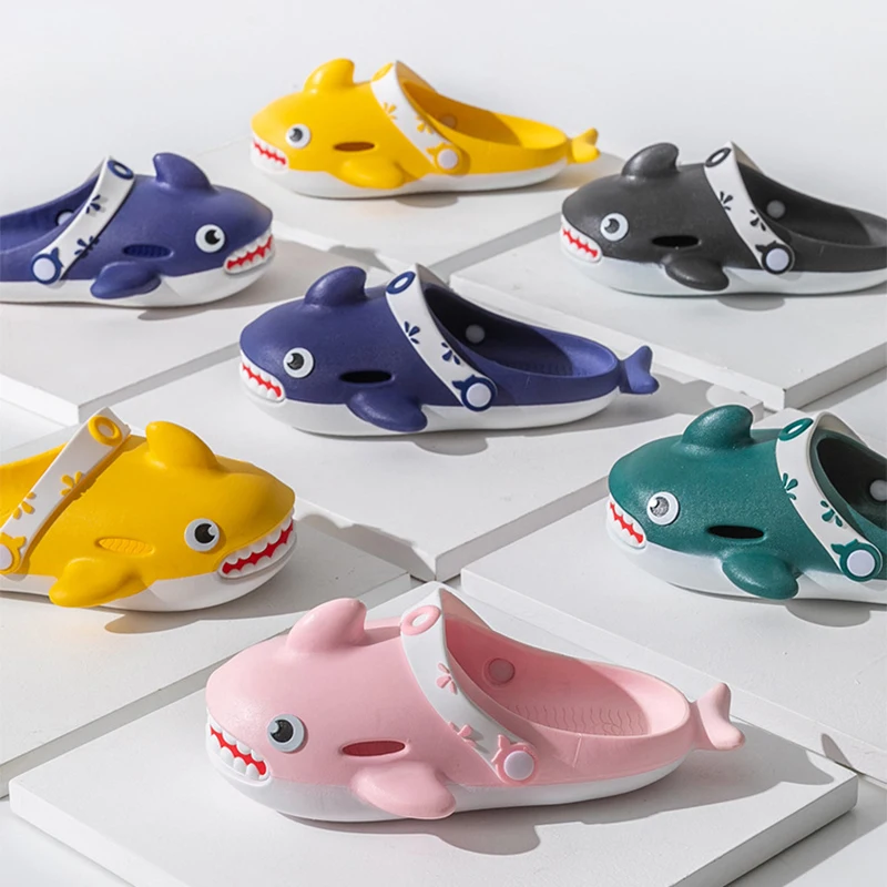 

Summer Cartoon Shark Slippers Shoes for Men Women Indoor Platform Casual Slides Kids Children Non -slip Flip Flops Woman Sandals